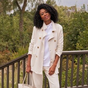 Frank & Eileen Belfast Jacket Antique White English Peacoat Triple Fleece Size S